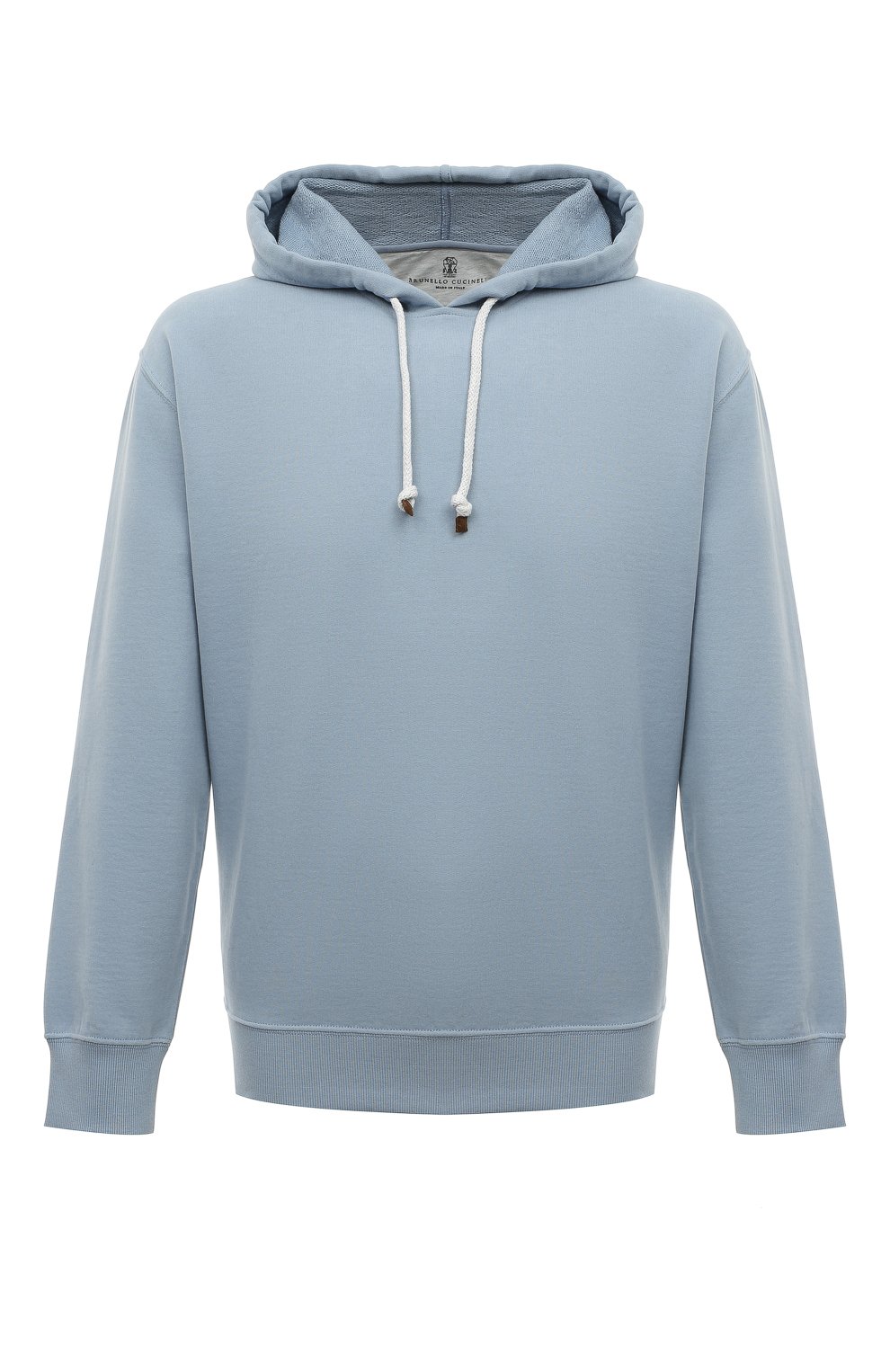 Хлопковое худи BRUNELLO CUCINELLI голубого цвета по цене 81850 руб., арт. MTU143450, фото 1 Хлопковое худи BRUNELLO CUCINELLI, арт. MTU143450, фото 1