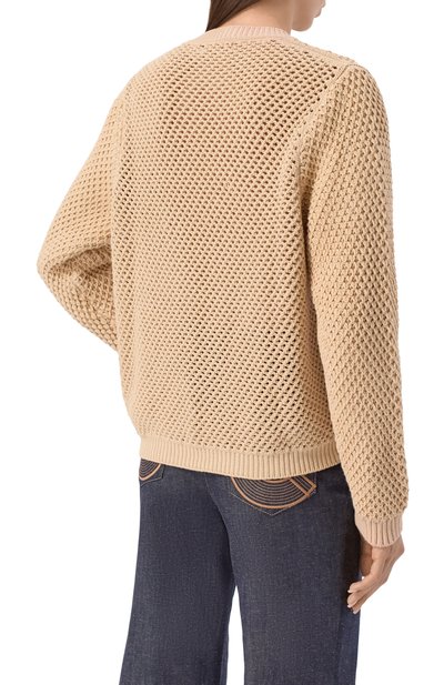 Хлопковый кардиган ELIE SAAB бежевого цвета по цене 263500 руб., арт. J0125ES25, фото 4 Хлопковый кардиган ELIE SAAB, арт. J0125ES25, фото 4