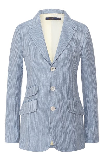 Жакет из смеси льна и шелка POLO RALPH LAUREN синего цвета по цене 72600 руб., арт. 211780939, фото 1 Жакет из смеси льна и шелка POLO RALPH LAUREN, арт. 211780939, фото 1