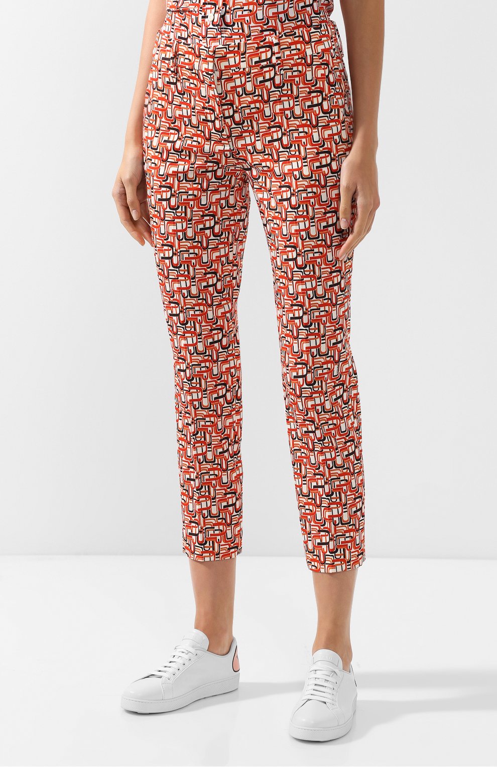 Укороченные хлопковые брюки с принтом PRADA, арт. P2469-1SEW-F0049, фото 3