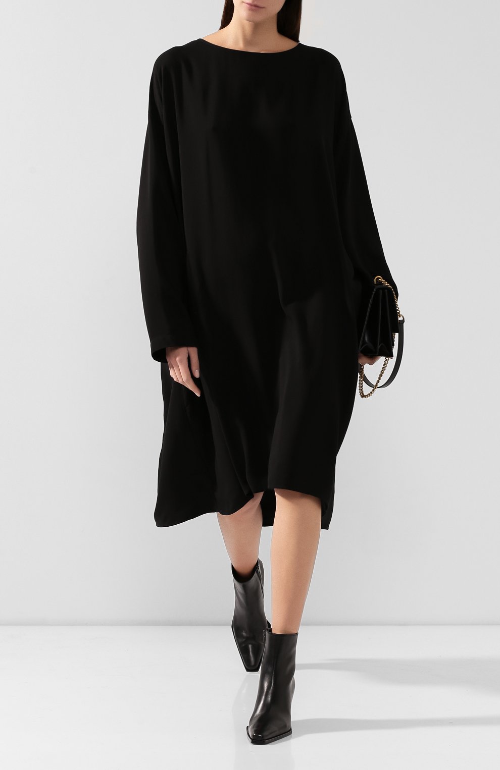 Платье из вискозы YOHJI YAMAMOTO черного цвета по цене 59300 руб., арт. YC-D32-201, фото 2 Платье из вискозы YOHJI YAMAMOTO, арт. YC-D32-201, фото 2
