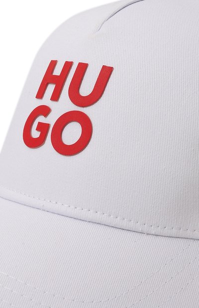 Хлопковая бейсболка HUGO белого цвета по цене 5370 руб., арт. G00119, фото 3 Хлопковая бейсболка HUGO, арт. G00119, фото 3