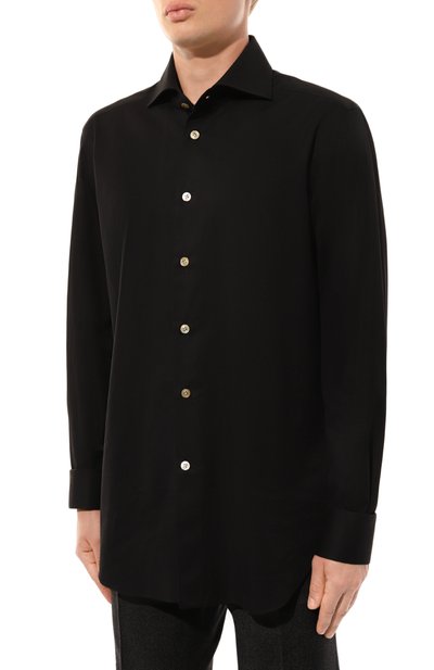 Хлопковая сорочка KITON черного цвета по цене 58950 руб., арт. UCCH08884, фото 3 Хлопковая сорочка KITON, арт. UCCH08884, фото 3