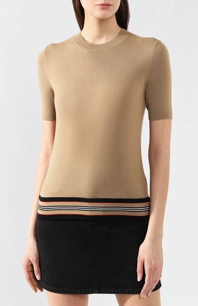 Шерстяной топ BURBERRY бежевого цвета по цене 58100 руб., арт. 8010592, фото 3 Шерстяной топ BURBERRY, арт. 8010592, фото 3