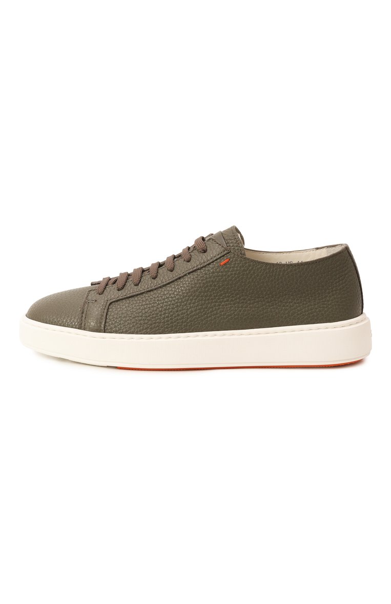 Мужские кожаные кеды SANTONI хаки цвета, арт. MBCG21571BARCMMD | Фото 4 (Материал внешний: Натуральная кожа; Материал внутренний: Натуральная кожа; Драгоценные камни: Проставлено; Материал сплава: Проставлено; Подошва: Массивная; Стили: Классический; Материал утеплителя: Без утеплителя; Кросс-КТ: Низкие)