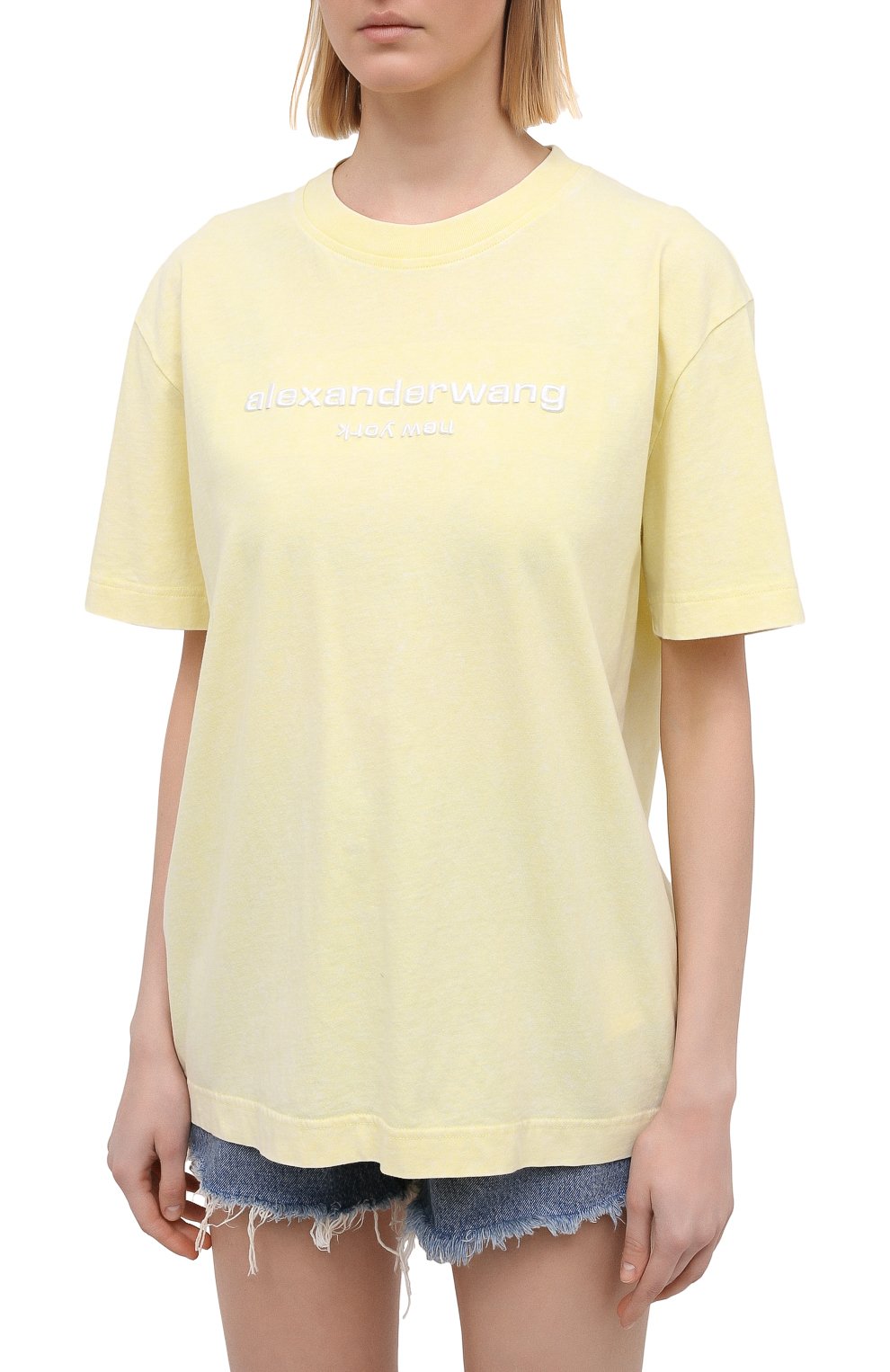 Хлопковая футболка ALEXANDER WANG желтого цвета по цене 25700 руб., арт. UCC1211030, фото 3 Хлопковая футболка ALEXANDER WANG, арт. UCC1211030, фото 3