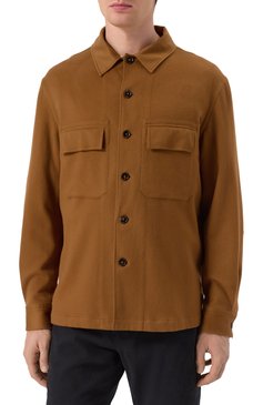 Мужская кашемировая куртка-рубашка ZEGNA коричневого цвета, арт. S0T6B/E8V46 | Фото 3 (Материал подклада: Синтетический материал; Рукава: Длинные; Материал внешний: Шерсть, Кашемир; Длина (верхняя одежда): Короткие; Мужское Кросс-КТ: Куртка-рубашка, шерсть и кашемир; Кросс-КТ: Легкие; Стили: Кэжуэл)