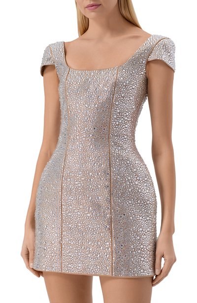 Платье с отделкой стразами GIUSEPPE DI MORABITO, арт. 05FW2DR499FC 05432A, фото 3