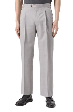 Мужские брюки из шерсти и хлопка CORNELIANI светло-серого цвета, арт. 254L26-2514201 | Фото 3 (Силуэт М (брюки): Чиносы; Длина (брюки, джинсы): Стандартные; Случай: Повседневный; Материал внешний: Шерсть, Хлопок; Стили: Кэжуэл; Автоматизация ТО: Проставлено; Автоматизация состава: Проставлено)