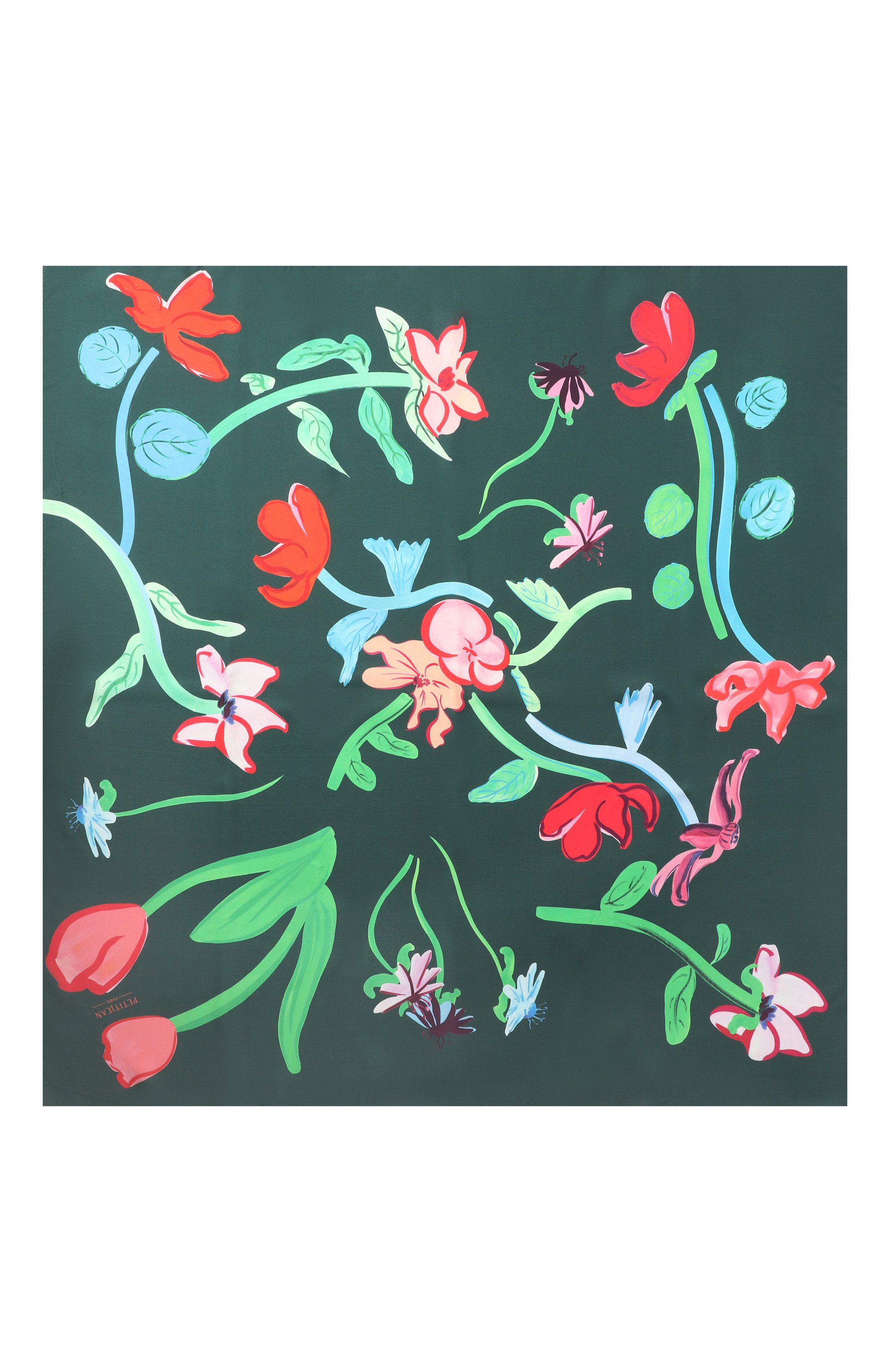 Шелковый платок зеленый гербарий PETITJEAN PARIS зеленого цвета по цене 35000 руб., арт. 19C1, фото 4 Шелковый платок зеленый гербарий PETITJEAN PARIS, арт. 19C1, фото 4