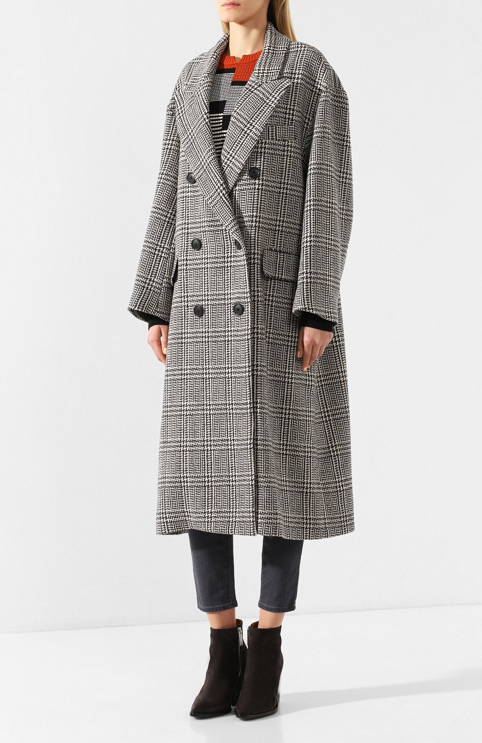 Шерстяное пальто ISABEL MARANT ETOILE черно-белого цвета по цене 67300 руб., арт. MA0699-20P008E/0JIMA, фото 3 Шерстяное пальто ISABEL MARANT ETOILE, арт. MA0699-20P008E/0JIMA, фото 3