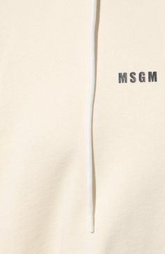 Женский хлопковое худи MSGM кремвого цвета, арт. 2000MDM509 200000 | Фото 5 (Рукава: Длинные; Длина (для топов): Стандартные; Материал сплава: Проставлено; Материал внешний: Хлопок; Стили: Спорт-шик; Женское Кросс-КТ: Худи-одежда; Драгоценные камни: Проставлено)