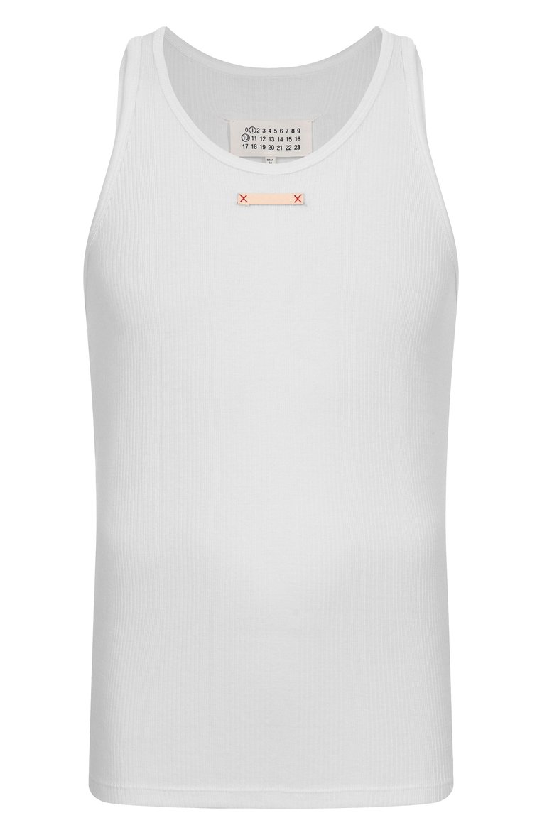 Мужского майка MAISON MARGIELA белого цвета, арт. S50NL0049/M20060 | Фото 1 (Нос: Не проставлено; Региональные ограничения белый список (Axapta Mercury): Не проставлено; Стили: Кэжуэл; Рукава: Без рукавов; Принт: Без принта; Материал внешний: Хлопок; Мужское Кросс-КТ: Футболка-одежда)