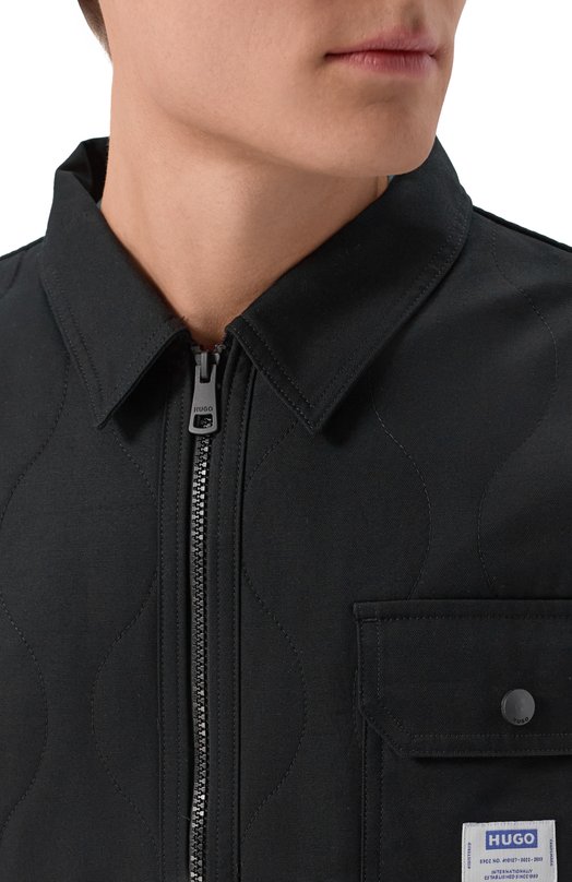 Хлопковая куртка HUGO Blue 50555399 Чёрный  50555399 Фото 5
