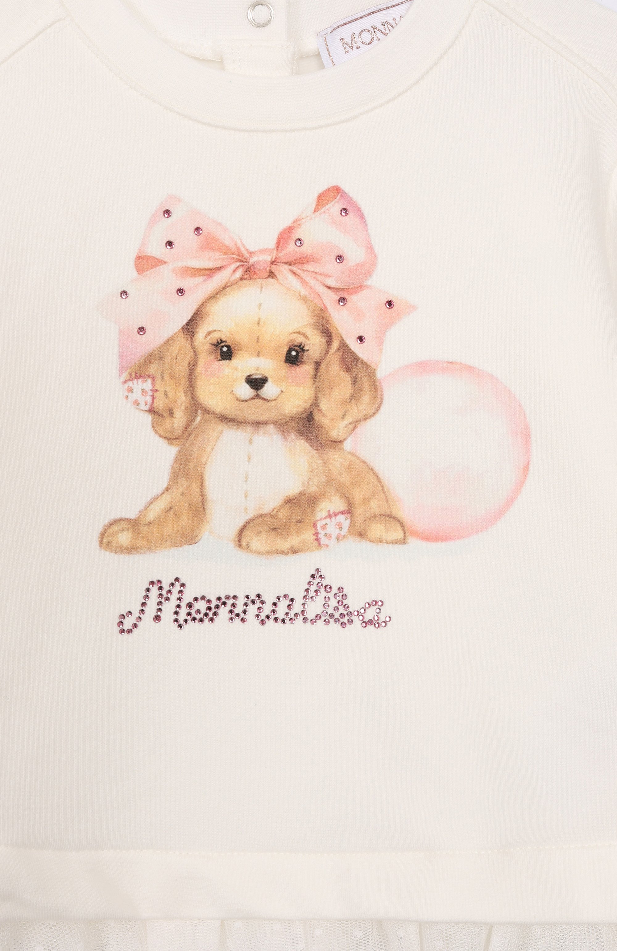 Хлопковый свитшот MONNALISA кремового цвета по цене 14200 руб., арт. 39F607, фото 3 Хлопковый свитшот MONNALISA, арт. 39F607, фото 3