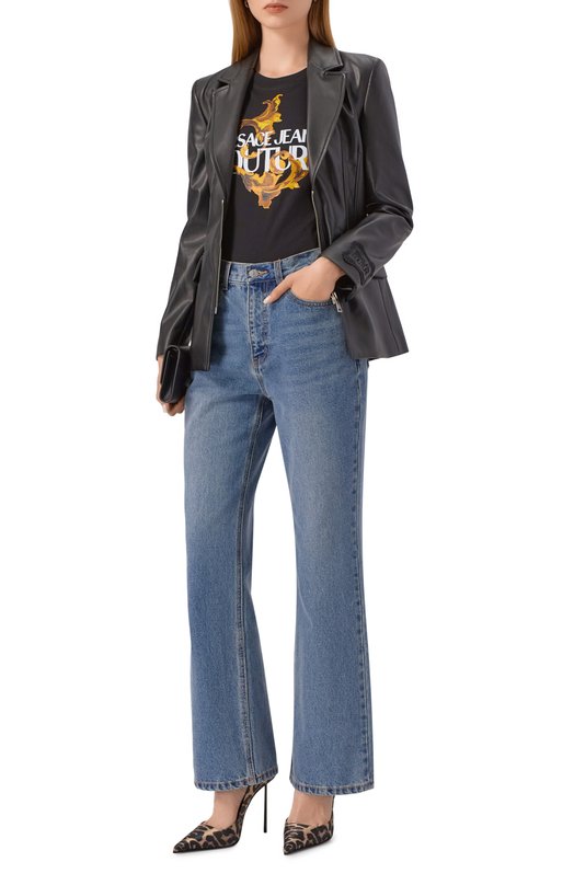 Хлопковая футболка Versace Jeans Couture 79HAHE06/CJ00E Чёрный  79HAHE06/CJ00E Фото 2
