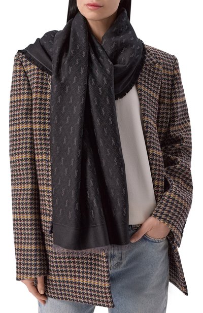 Шарф из шерсти и хлопка SAINT LAURENT, арт. 689147/3YI74, фото 2