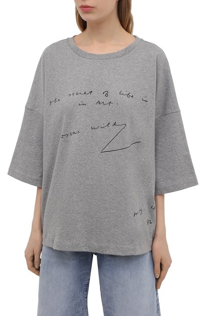 Хлопковая футболка JW ANDERSON серого цвета по цене 11900 руб., арт. JS0002 PG0079, фото 3 Хлопковая футболка JW ANDERSON, арт. JS0002 PG0079, фото 3