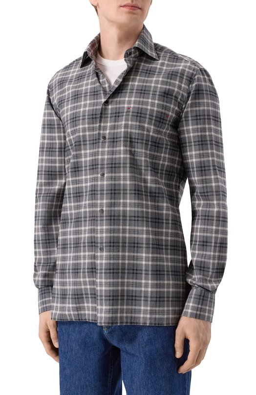 Хлопковая рубашка Kiton UMCNERHH0943908 Серый  UMCNERHH0943908 Фото 3