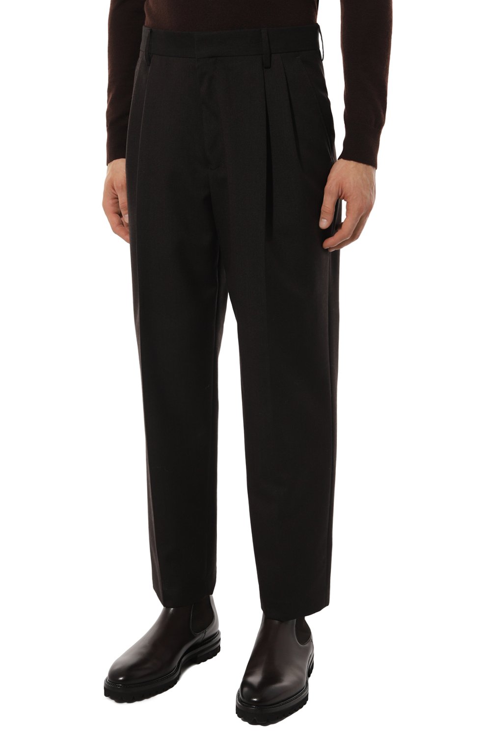 Шерстяные брюки DRIES VAN NOTEN темно-коричневого цвета по цене 69100 руб., арт. 242-020901-9210, фото 3 Шерстяные брюки DRIES VAN NOTEN, арт. 242-020901-9210, фото 3