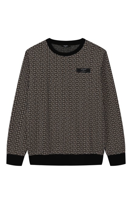 Детский хлопковый свитшот BALMAIN бежевого цвета, арт. BW4Q40 | Фото 1 (Драгоценные камни: Проставлено; Материал сплава: Проставлено; Материал внешний: Хлопок; Рукава: Длинные)