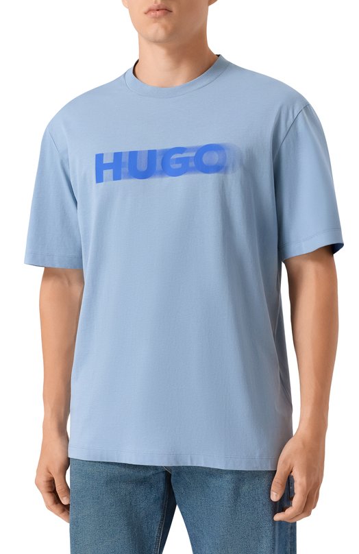 Хлопковая футболка HUGO Blue 50543493 Голубой  50543493 Фото 3