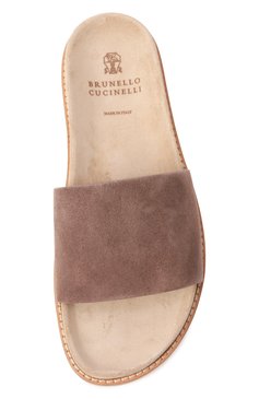 Мужские замшевые шлепанцы BRUNELLO CUCINELLI бежевого цвета, арт. MZUSILY236 | Фото 6 (Материал внутренний: Натуральная кожа; Материал внешний: Натуральная кожа, Замша; Нос: Не проставлено)