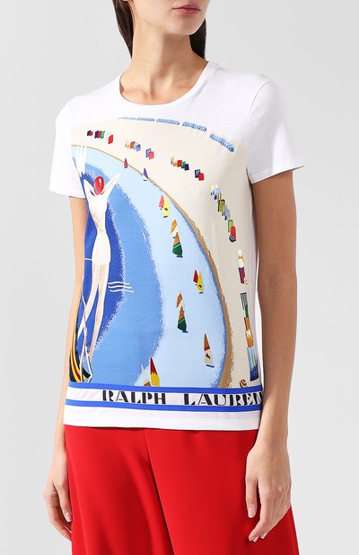 Хлопковая футболка с круглым вырезом и принтом RALPH LAUREN, арт. 290714023, фото 3