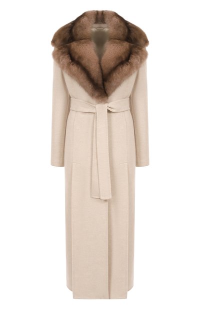 Женское пальто из шерсти и кашемира с отделкой из соболя MVST, арт. FTBPL-X1306-9SB/LP1447