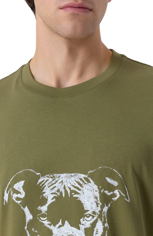 Хлопковая футболка HUGO 50553779 Хаки  50553779 Фото 5