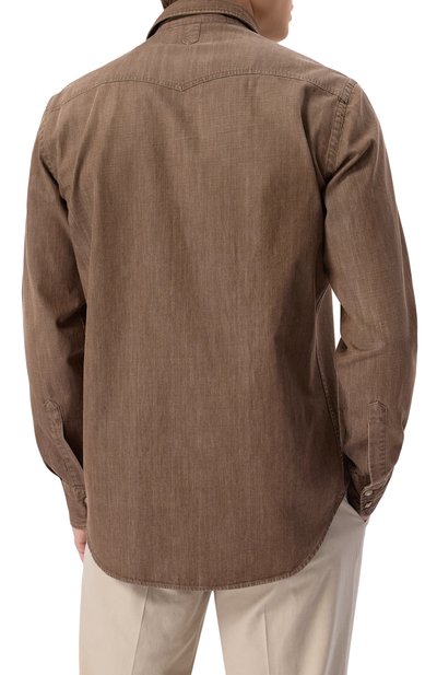 Хлопковая рубашка CANALI коричневого цвета по цене 49100 руб., арт. CSL7066/GJ03491, фото 4 Хлопковая рубашка CANALI, арт. CSL7066/GJ03491, фото 4
