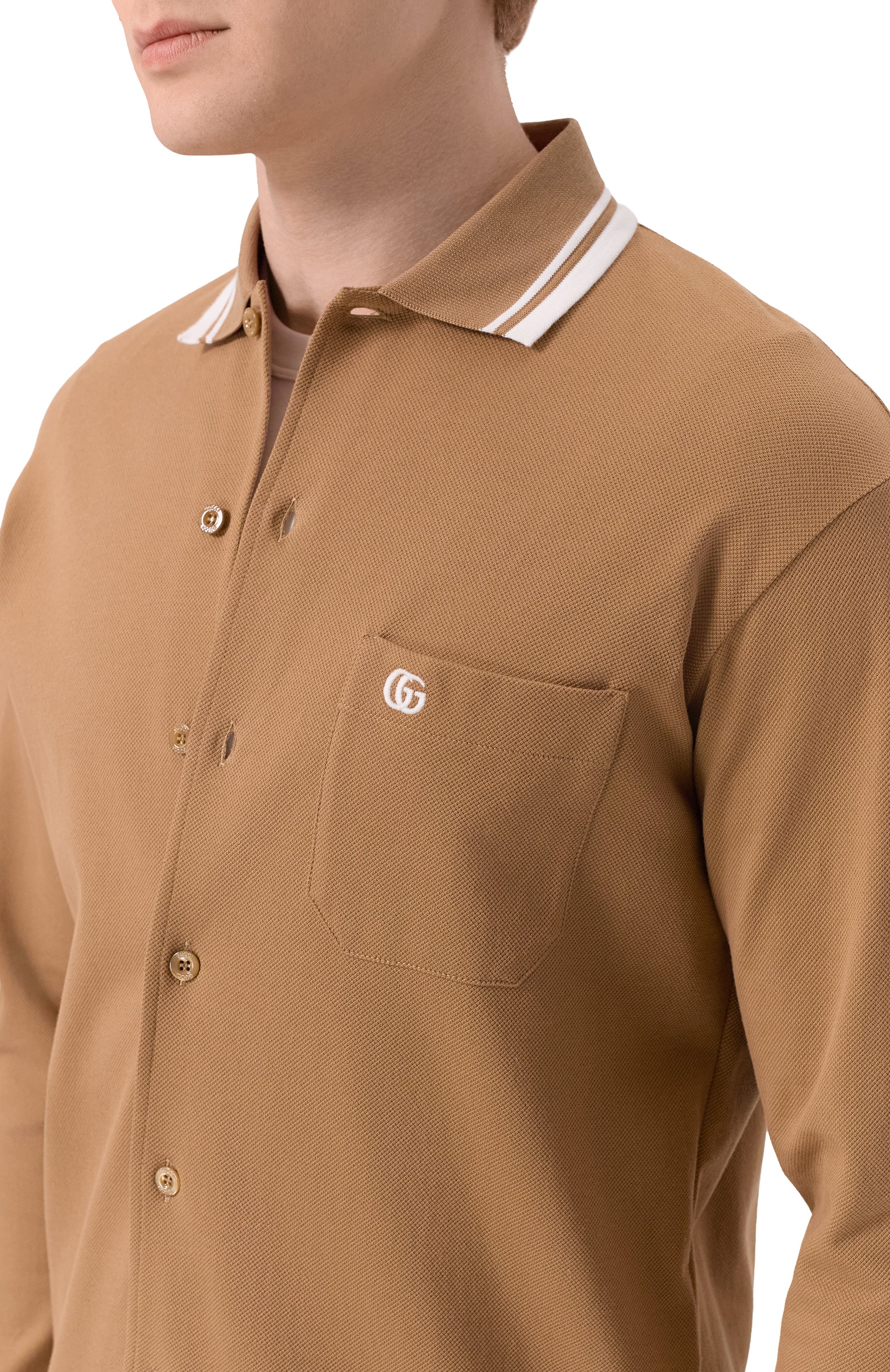 Хлопковая рубашка GUCCI бежевого цвета по цене 117000 руб., арт. 815513/XJG16, фото 5 Хлопковая рубашка GUCCI, арт. 815513/XJG16, фото 5