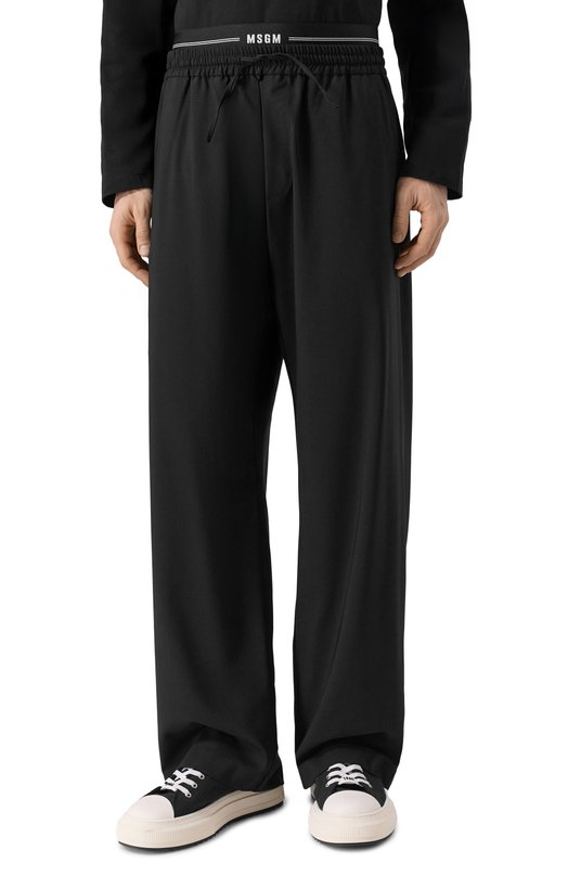 Шерстяные брюки MSGM 3940MP12/257605 Чёрный  3940MP12/257605 Фото 3
