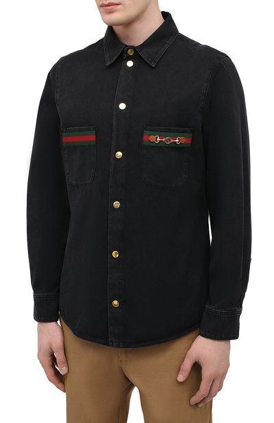 Джинсовая рубашка GUCCI черного цвета по цене 99950 руб., арт. 626480/XDBJD, фото 3 Джинсовая рубашка GUCCI, арт. 626480/XDBJD, фото 3
