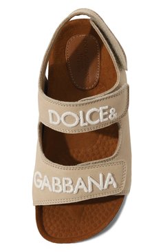 Детские сандалии DOLCE & GABBANA светло-бежевого цвета, арт. DA5200/AW888 | Фото 4 (Материал внутренний: Натуральная кожа; Материал сплава: Проставлено; Нос: Не проставлено)