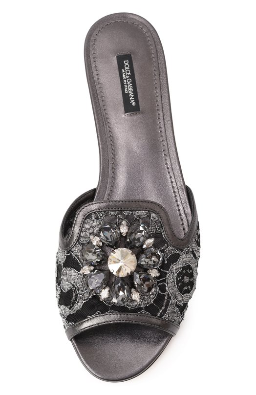 Текстильные шлепанцы Rainbow Bianca Dolce & Gabbana CQ0023/AE637 Серый  CQ0023/AE637 Фото 6