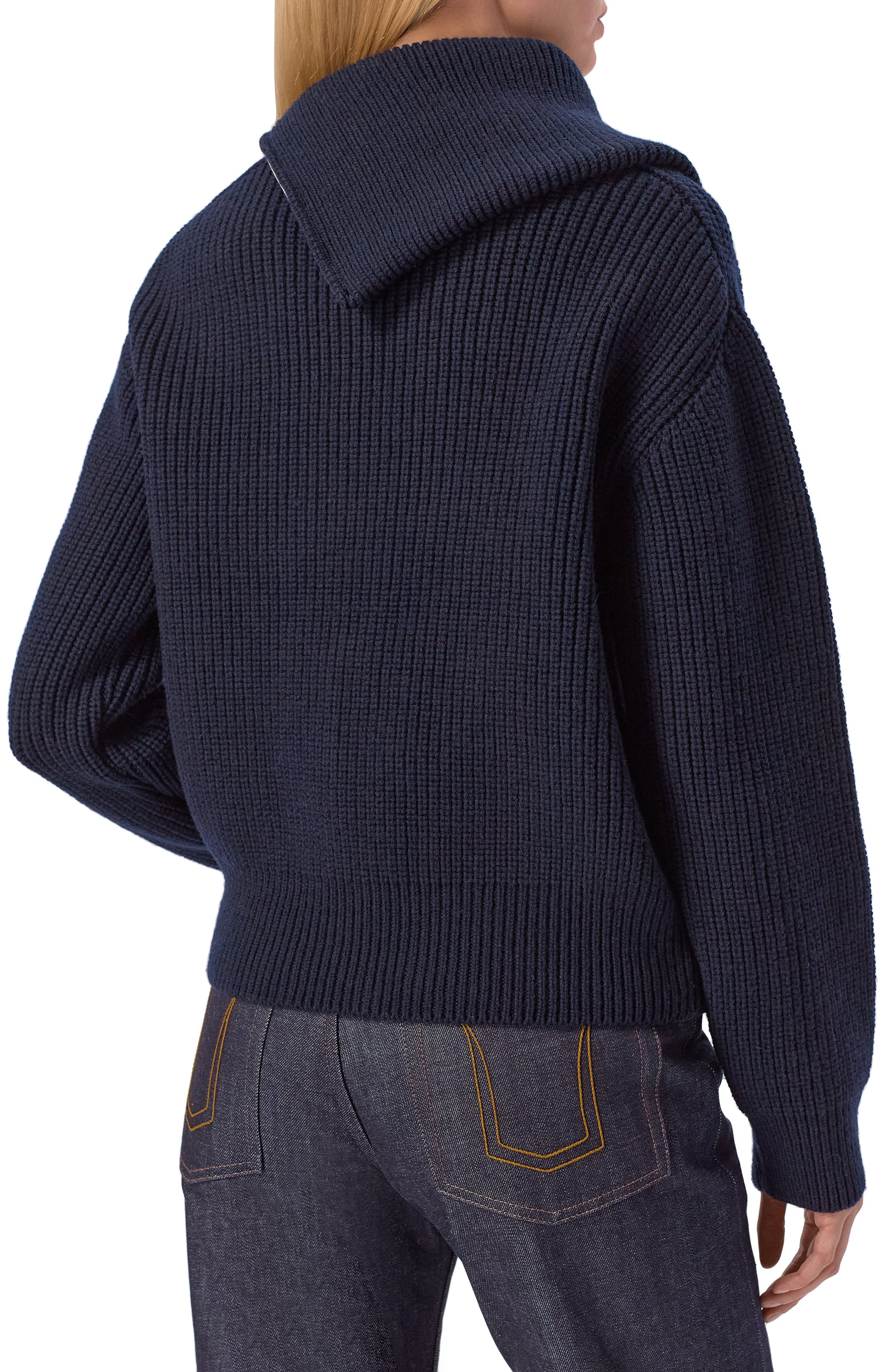 Шерстяной свитер DRIES VAN NOTEN темно-синего цвета по цене 99500 руб., арт. 011235-2707-900, фото 4 Шерстяной свитер DRIES VAN NOTEN, арт. 011235-2707-900, фото 4