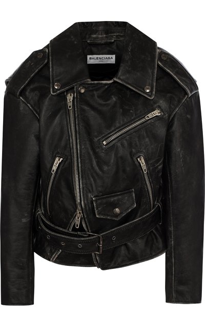 Кожаная куртка свободного кроя с косой молнией BALENCIAGA, арт. 502557/TXH07, фото 1