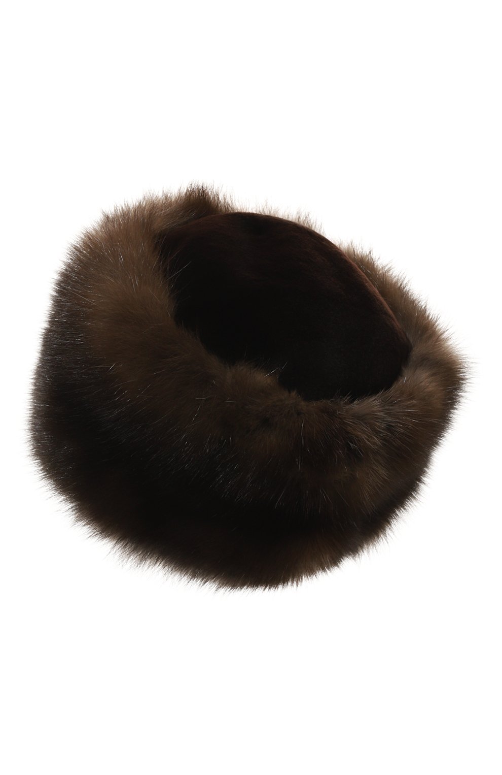 Меховая шапка-кубанка из норки и соболя VICTORIA KUSENKOVA темно-коричневого цвета по цене 288420 руб., арт. 060213504455, фото 3 Меховая шапка-кубанка из норки и соболя VICTORIA KUSENKOVA, арт. 060213504455, фото 3