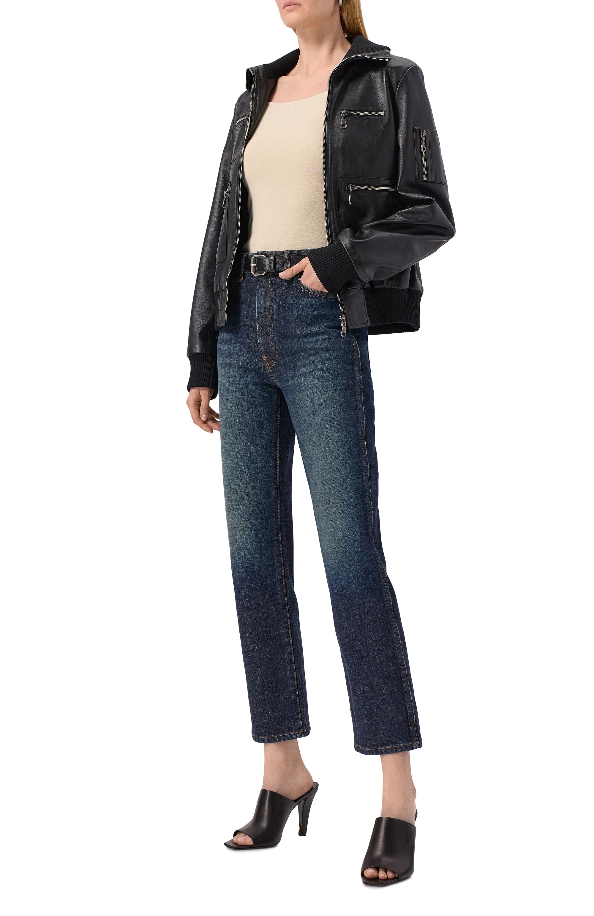 Кожаные мюли jill 95 SAINT LAURENT, арт. 818037/AADGZ, фото 2