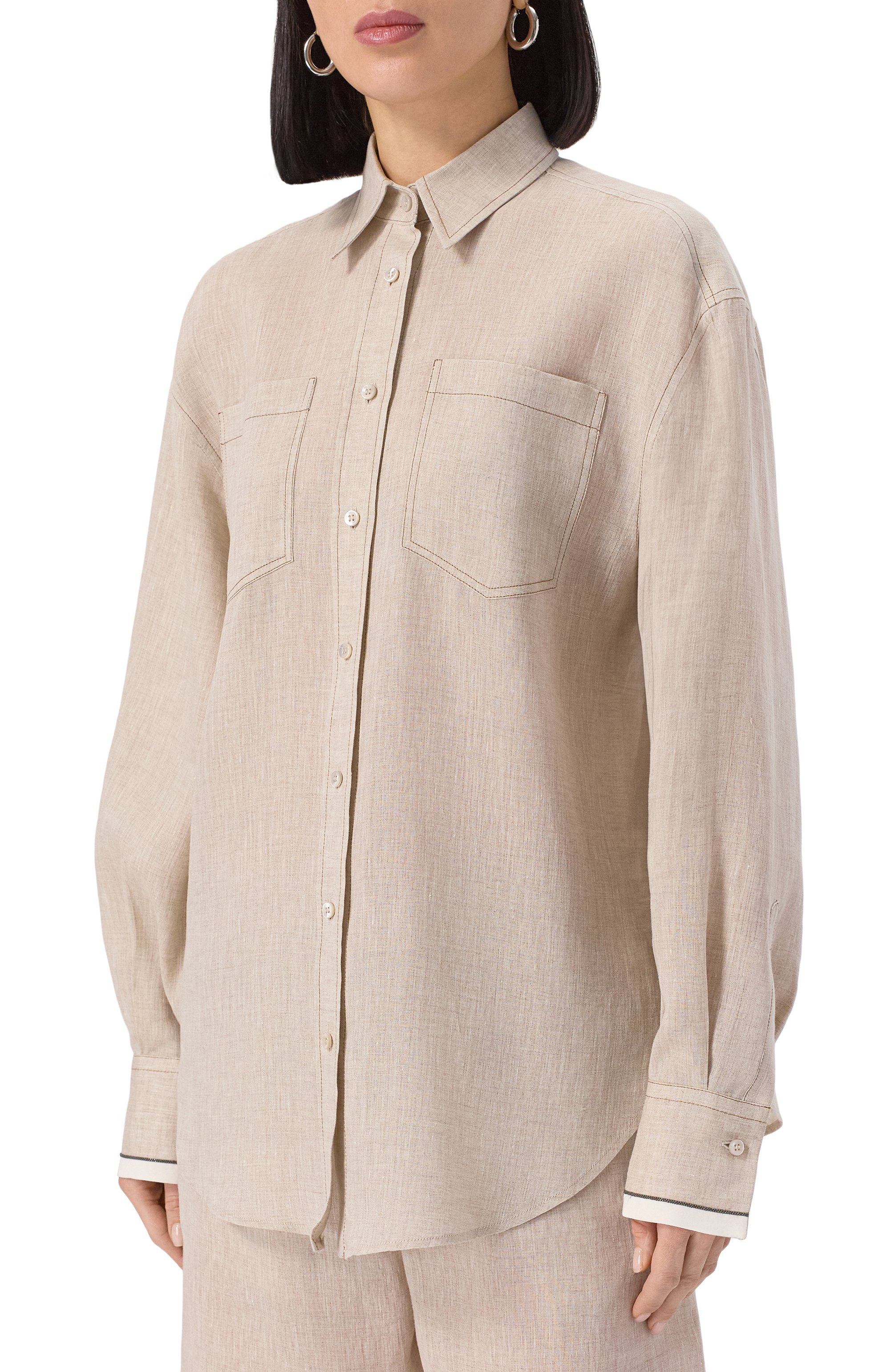 Льняная рубашка BRUNELLO CUCINELLI, арт. MM633RD646, фото 3