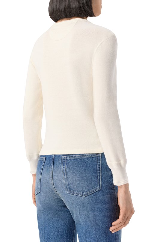 Хлопковый лонгслив Chloé CH25UJH14180 Кремовый  CH25UJH14180 Фото 4