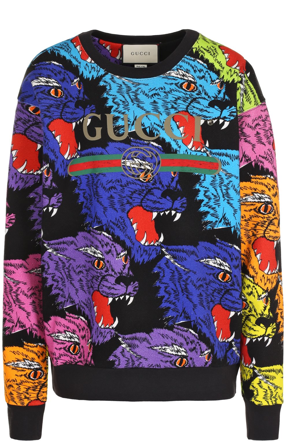Хлопковый пуловер с круглым вырезом и принтом GUCCI, арт. 469250/X3P14, фото 1