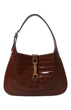 Женская сумка jackie 1961 small из кожи аллигатора GUCCI коричневого цвета, арт. 636709 EV40G | Фото 1 (Сумки-технические: Сумки top-handle; Материал сплава: Проставлено; Ремень/цепочка: На ремешке; Драгоценные камни: Проставлено; Размер: small)