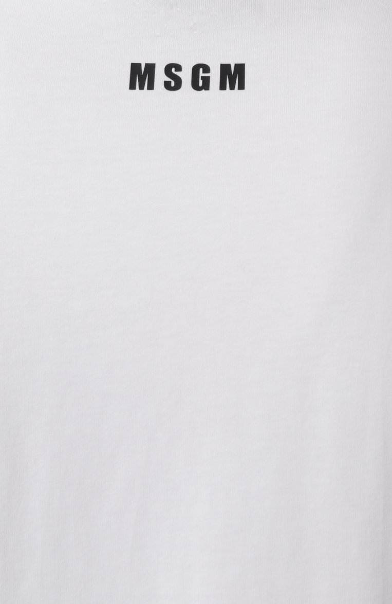 Мужская хлопковая футболка MSGM белого цвета, арт. 3840MM136/257002 | Фото 6 (Длина (для топов): Стандартные; Материал сплава: Проставлено; Рукава: Короткие; Драгоценные камни: Проставлено; Принт: С принтом; Стили: Кэжуэл; Материал внешний: Хлопок; Мужское Кросс-КТ: Футболка-одежда; Кросс-КТ: Джерси)