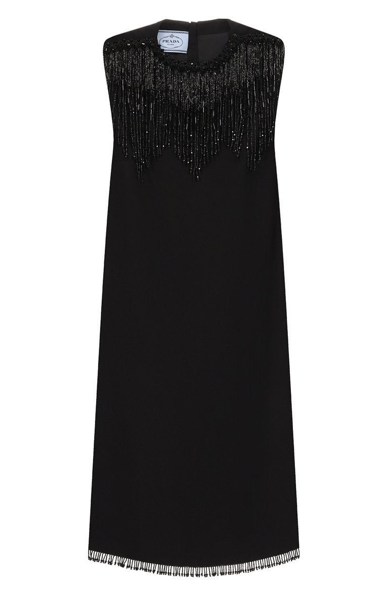 Платье из вискозы с отделкой бисером PRADA, арт. P3C70R-1X5X-F0002, фото 1