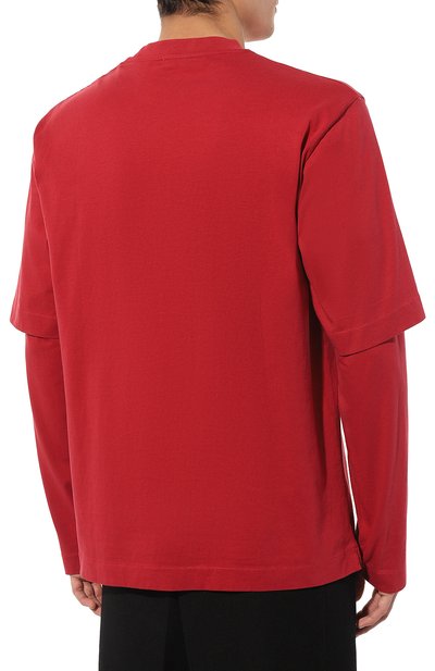 Хлопковый лонгслив OFF-WHITE красного цвета по цене 43950 руб., арт. 0MAB087F23JER001, фото 4 Хлопковый лонгслив OFF-WHITE, арт. 0MAB087F23JER001, фото 4