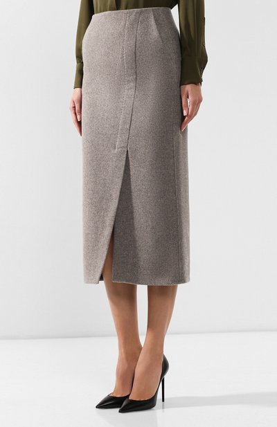 Кашемировая юбка GIORGIO ARMANI светло-серого цвета по цене 198500 руб., арт. 9WHNN02D/T0020, фото 3 Кашемировая юбка GIORGIO ARMANI, арт. 9WHNN02D/T0020, фото 3