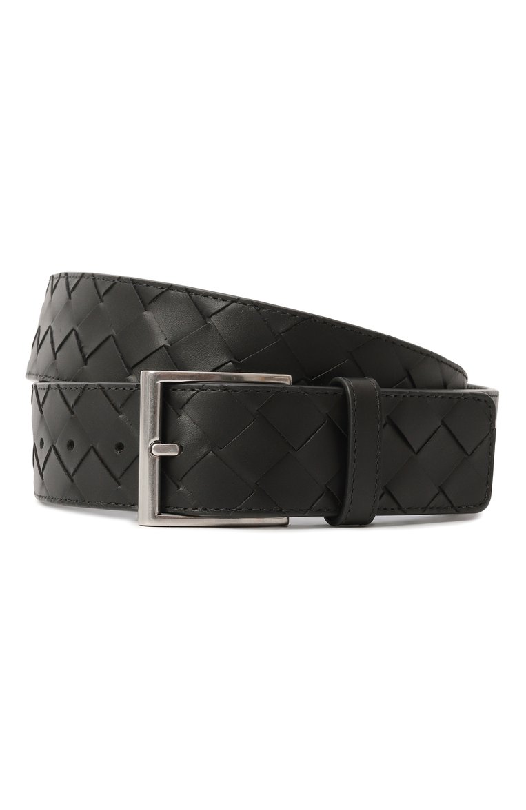 Мужской кожаный ремень BOTTEGA VENETA черного цвета, арт. 629844/V3US3 | Фото 1 (Материал сплава: Проставлено; Материал: Натуральная кожа; Нос: Не проставлено; Случай: Повседневный)