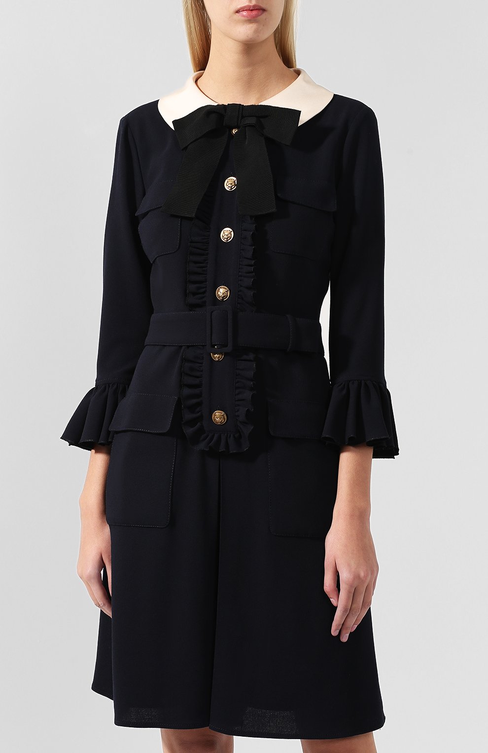 Шерстяное платье с поясом и бантом GUCCI, арт. 517425/ZLW01, фото 3
